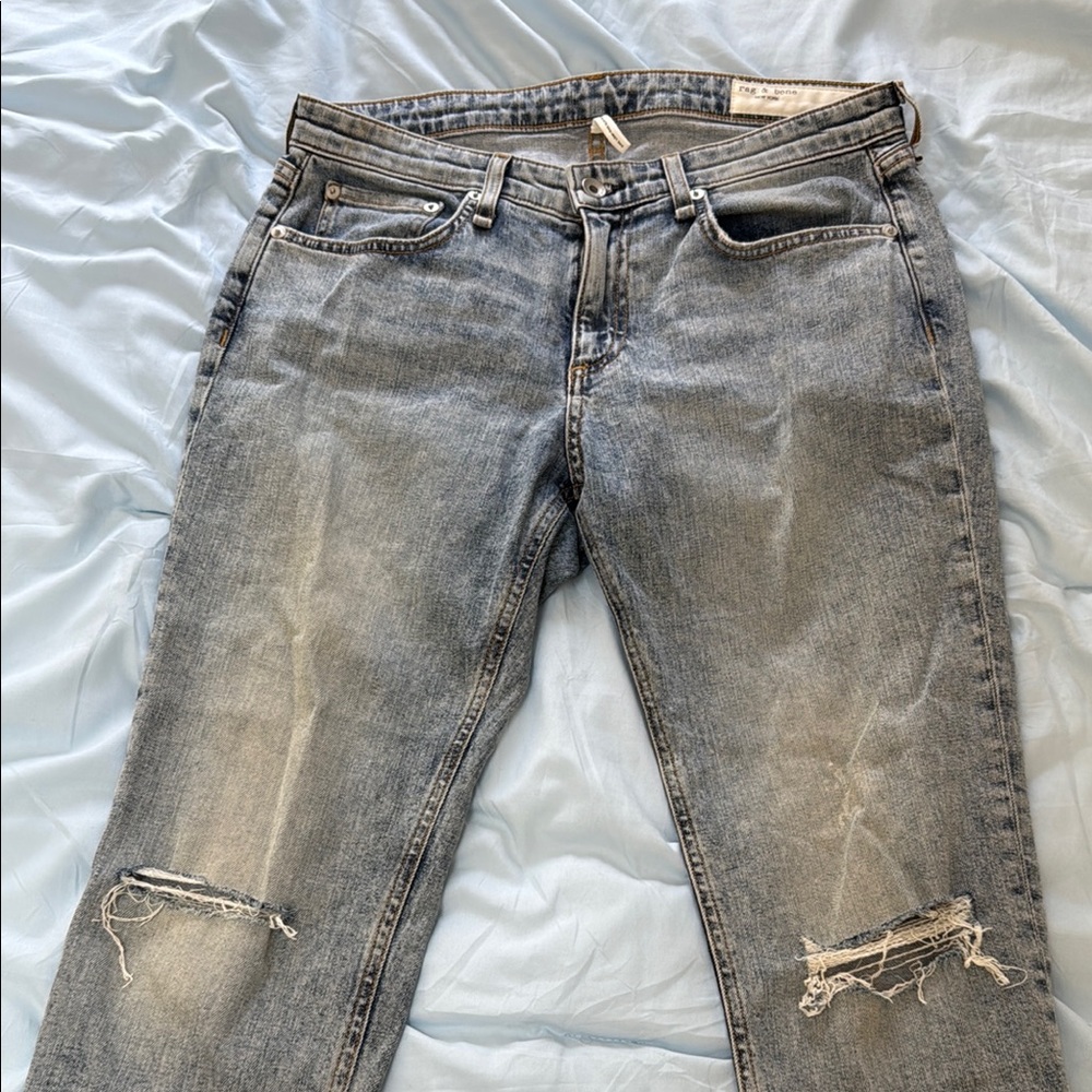 rag & bone Blue Distressed Boyfriend Jeans